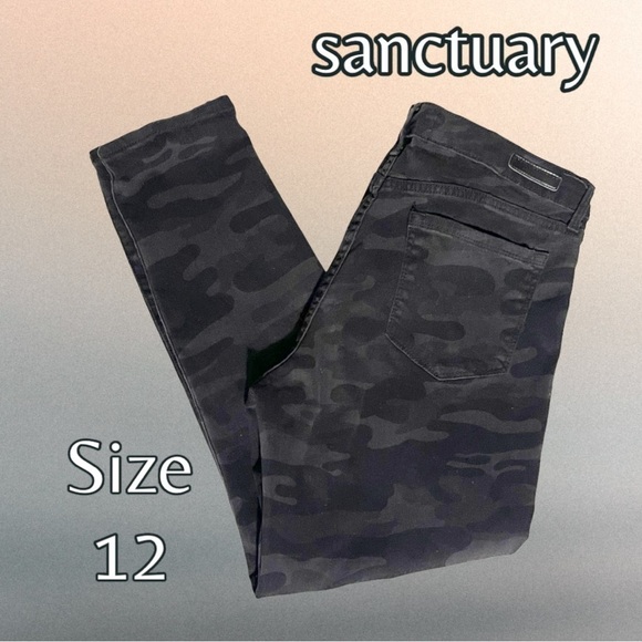 SANCTUARY Black Camouflage Skinny Ankle Jeans Size 12 - Picture 1 of 12